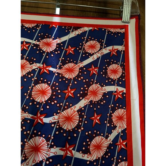 KNOTWRAP BY LUSH Scarf STARS ATOMIC Blue Orange 27" x27 ' - Picture 4 of 4